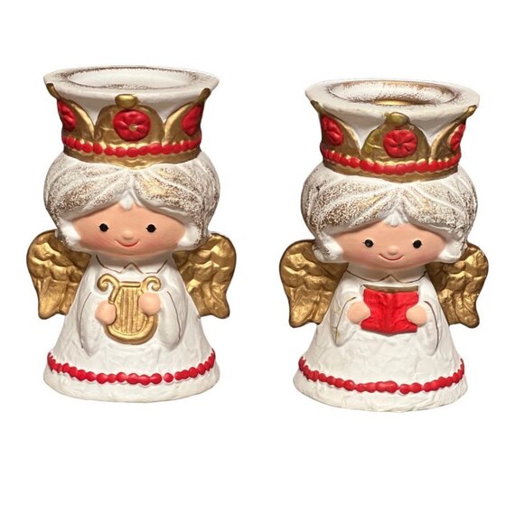 Homco Vintage Child Angel Candlesticks - Picture 5 of 15